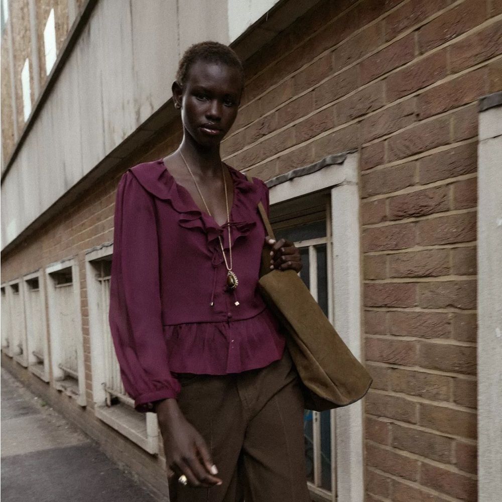 ZARA RUFFLED BLOUSE - Picture 6 of 10